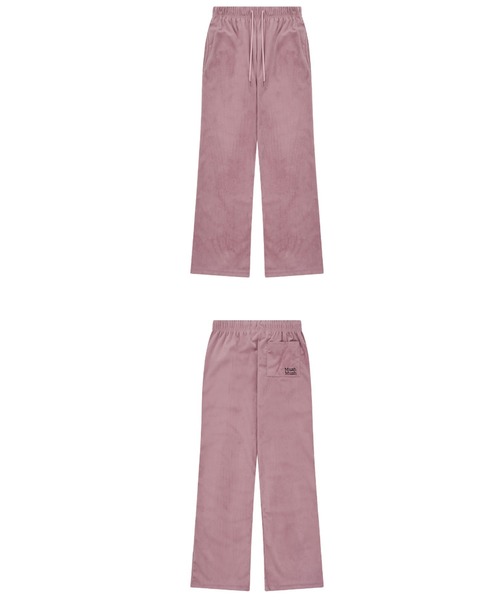 muahmuah(ムーアムーア)の「A'GEM/9 × .kom 『muah muah/ムーアムーア』 LOGO STITCH VELVET TRAINING PANTS/ベルベット ロゴ ステッチパンツ(スウェットパンツ・レディース・ネイビー/ピンク/グレー/ブラック・FREE)」の6枚目の写真