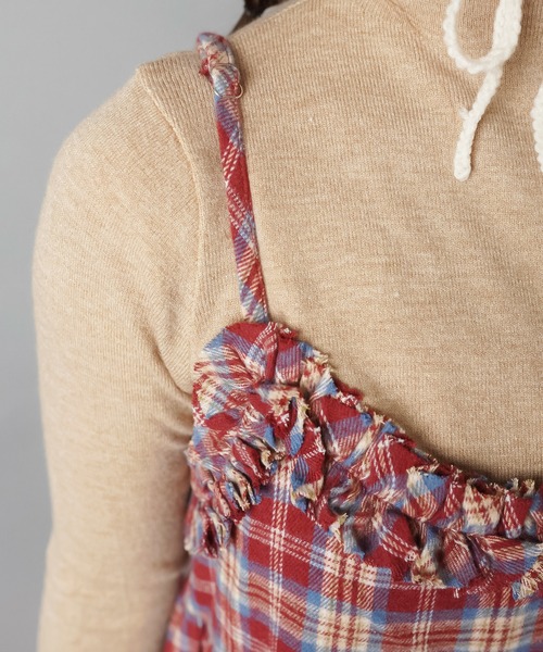 SPINNS（スピンズ）の「ティアードキャミワンピース/チェック/NEO森ガール（ワンピース・レディース・イエロー/バーガンディー/ブラック・ONESIZE）」の9枚目の写真