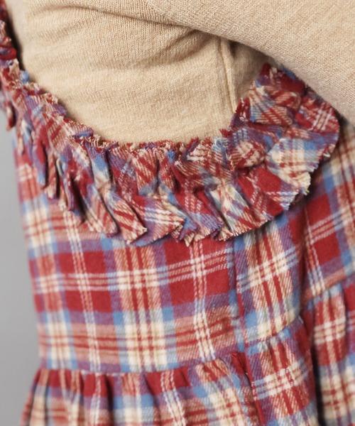 SPINNS（スピンズ）の「ティアードキャミワンピース/チェック/NEO森ガール（ワンピース・レディース・イエロー/バーガンディー/ブラック・ONESIZE）」の14枚目の写真