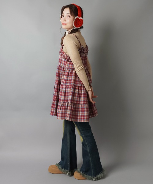 SPINNS（スピンズ）の「ティアードキャミワンピース/チェック/NEO森ガール（ワンピース・レディース・イエロー/バーガンディー/ブラック・ONESIZE）」の10枚目の写真