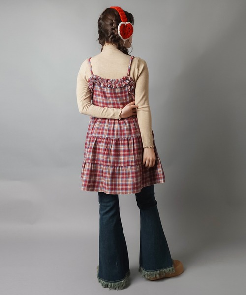 SPINNS（スピンズ）の「ティアードキャミワンピース/チェック/NEO森ガール（ワンピース・レディース・イエロー/バーガンディー/ブラック・ONESIZE）」の11枚目の写真