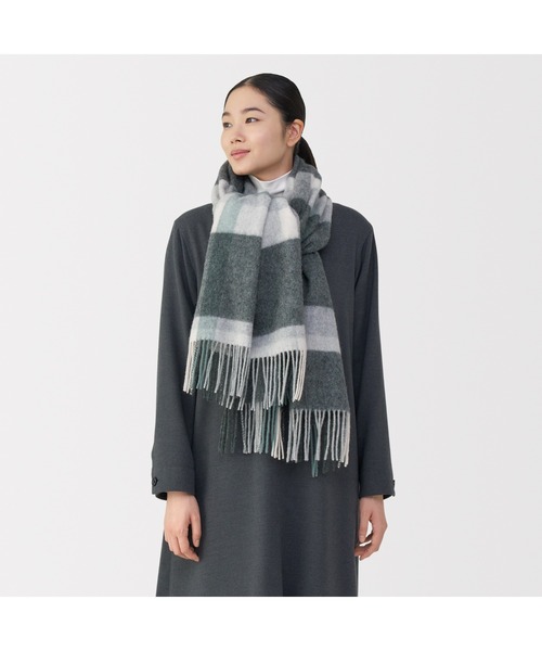 ふっくらウール 大判ストール（チェック）（ストール/ショール）｜無印