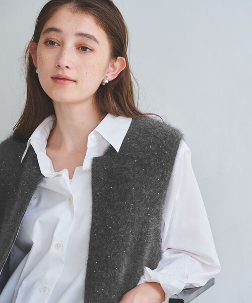 フォックスカシミヤ スパンコール ジップ ベスト（ベスト）｜UNITED