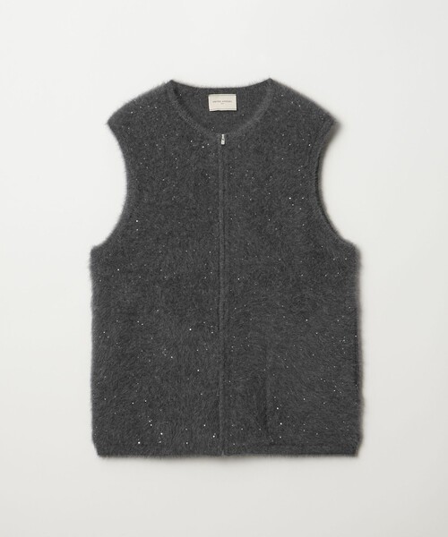 フォックスカシミヤ スパンコール ジップ ベスト（ベスト）｜UNITED