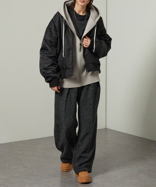 Alfred Alex(アルフレッドアレックス)の「【Alfred Alex】ヘビータックツイードワイドストレートパンツ(スラックス・メンズ・チャコール/グレー・M/S/L)」の3枚目の写真