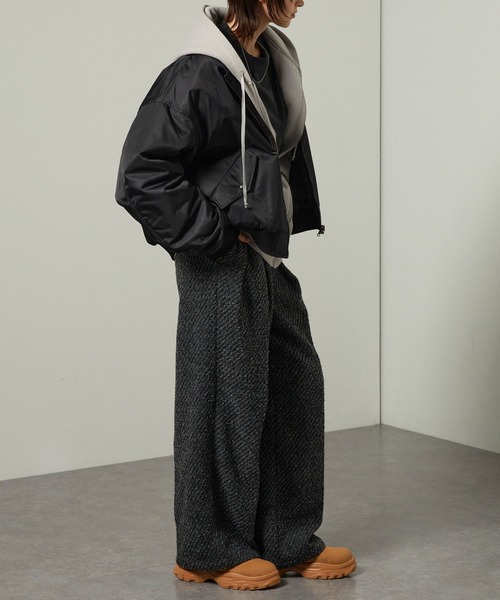 Alfred Alex(アルフレッドアレックス)の「【Alfred Alex】ヘビータックツイードワイドストレートパンツ(スラックス・メンズ・チャコール/グレー・M/S/L)」の6枚目の写真