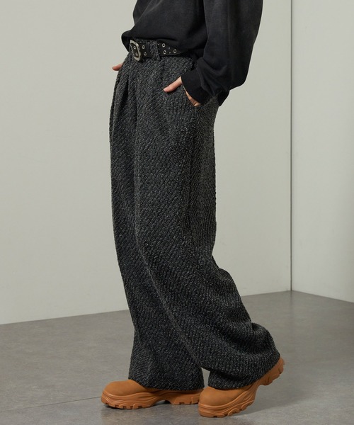 Alfred Alex(アルフレッドアレックス)の「【Alfred Alex】ヘビータックツイードワイドストレートパンツ(スラックス・メンズ・チャコール/グレー・M/S/L)」の10枚目の写真