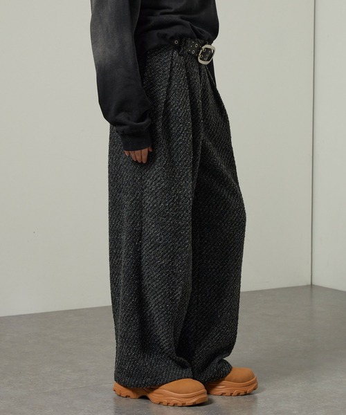 Alfred Alex(アルフレッドアレックス)の「【Alfred Alex】ヘビータックツイードワイドストレートパンツ(スラックス・メンズ・チャコール/グレー・M/S/L)」の11枚目の写真