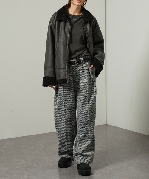 Alfred Alex(アルフレッドアレックス)の「【Alfred Alex】ヘビータックツイードワイドストレートパンツ(スラックス・メンズ・チャコール/グレー・M/S/L)」の18枚目の写真