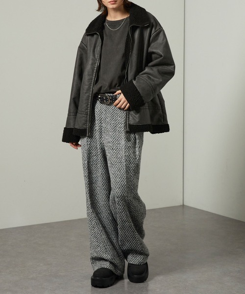 Alfred Alex(アルフレッドアレックス)の「【Alfred Alex】ヘビータックツイードワイドストレートパンツ(スラックス・メンズ・チャコール/グレー・M/S/L)」の19枚目の写真