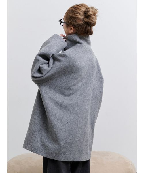 近年♡美品♡ルネ アンゴラ混 ポンチョ ショートコート グレー 34 近年♡美品♡ルネ アンゴラ混 ポンチョ ショートコート グレー 34