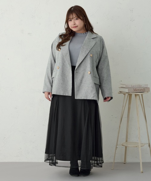 Louiosy(ルオシー)の「【大きいサイズ】袖ボタンフリルネックリブニット(ニット/セーター・レディース・オフホワイト/ブルー・4L/X-LARGE/3L)」の20枚目の写真