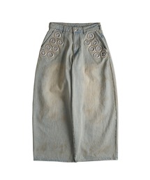 WISH FOR EVER(EBbVtH[Go[)ASSORT EYELET DESIGN CURVE WIDE PANTS / A\[gACbgfUCJ[uChpc(fjpc)