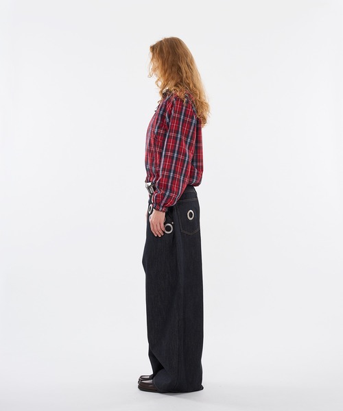 WISH FOR EVER(ウィッシュフォーエバー)の「ASSORT EYELET DESIGN CURVE WIDE PANTS / アソートアイレットデザイカーブワイドパンツ(デニムパンツ・メンズ・ライトブルー/インディゴブルー・SMALL/LARGE/MEDIUM)」の12枚目の写真
