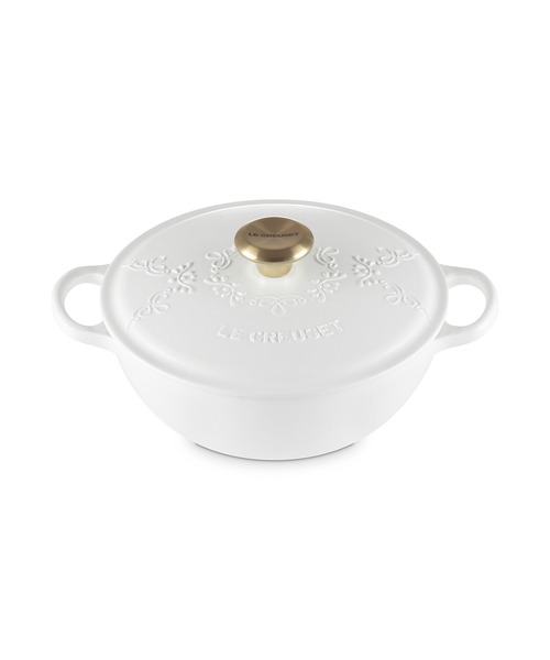 シグニチャー マルミット 24cm エタニティレース コットン (ブラックマットホーロー・ライトゴールドツマミ)