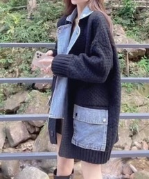 deux amour（ドゥーザムール）の「デニムドッキングニットコート（その他アウター）」