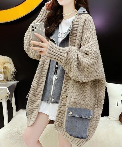 deux amour（ドゥーザムール）の「デニムドッキングニットコート（その他アウター・レディース・ベージュ/チャコールグレー/グレー/ブラック/ブラウン・FREE）」の11枚目の写真