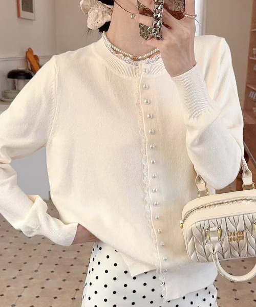 ONEP STAR（ワンピスター）の「ベーシックふんわりカーディガン（カーディガン/ボレロ・レディース・ピンク/ワインレッド/ライトブルー/ベージュ/オフホワイト/ブラック/グレー・FREE）」の2枚目の写真