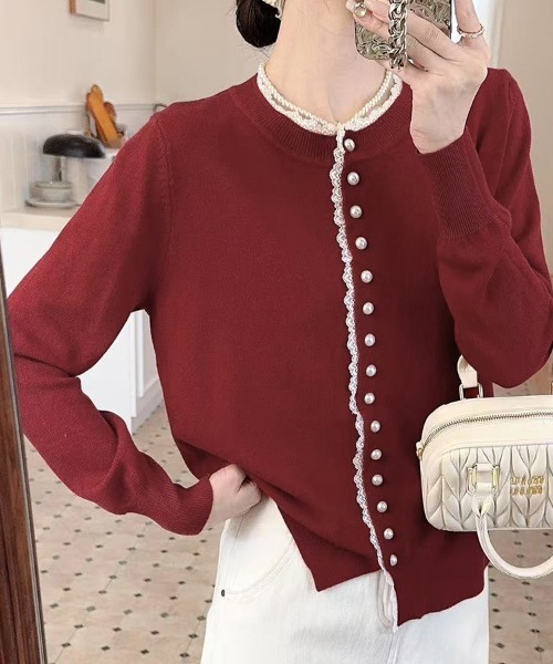 ONEP STAR（ワンピスター）の「ベーシックふんわりカーディガン（カーディガン/ボレロ・レディース・ピンク/ワインレッド/ライトブルー/ベージュ/オフホワイト/ブラック/グレー・FREE）」の7枚目の写真