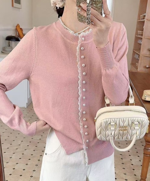 ONEP STAR（ワンピスター）の「ベーシックふんわりカーディガン（カーディガン/ボレロ・レディース・ピンク/ワインレッド/ライトブルー/ベージュ/オフホワイト/ブラック/グレー・FREE）」の9枚目の写真