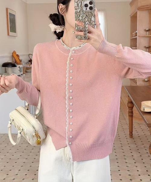 ONEP STAR（ワンピスター）の「ベーシックふんわりカーディガン（カーディガン/ボレロ・レディース・ピンク/ワインレッド/ライトブルー/ベージュ/オフホワイト/ブラック/グレー・FREE）」の10枚目の写真