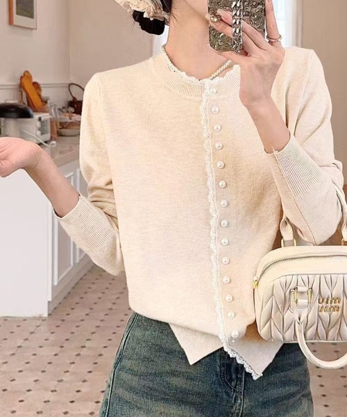 ONEP STAR（ワンピスター）の「ベーシックふんわりカーディガン（カーディガン/ボレロ・レディース・ピンク/ワインレッド/ライトブルー/ベージュ/オフホワイト/ブラック/グレー・FREE）」の11枚目の写真