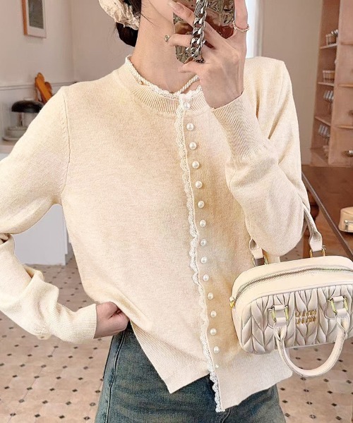 ONEP STAR（ワンピスター）の「ベーシックふんわりカーディガン（カーディガン/ボレロ・レディース・ピンク/ワインレッド/ライトブルー/ベージュ/オフホワイト/ブラック/グレー・FREE）」の12枚目の写真