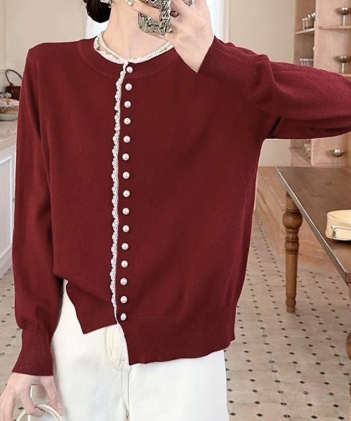 ONEP STAR（ワンピスター）の「ベーシックふんわりカーディガン（カーディガン/ボレロ・レディース・ピンク/ワインレッド/ライトブルー/ベージュ/オフホワイト/ブラック/グレー・FREE）」の13枚目の写真