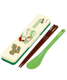 SPECIAL PRODUCT DESIGN（スペシャルプロダクトデザイン）の「スヌーピー 音の鳴らないコンビセット 箸18cm SNOOPY スポーツバッジ (ベースボール) SK（カトラリー）」