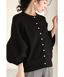 cawaii | （黒）ふっくらバルーン袖の厚手ニットカーディガン(カーディガン/ボレロ)