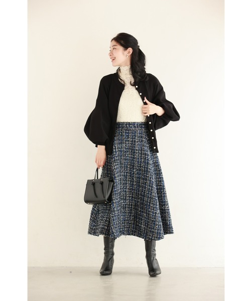 cawaii（カワイイ）の「（黒）ふっくらバルーン袖の厚手ニットカーディガン（カーディガン/ボレロ・レディース・ブラック・FREE）」の2枚目の写真