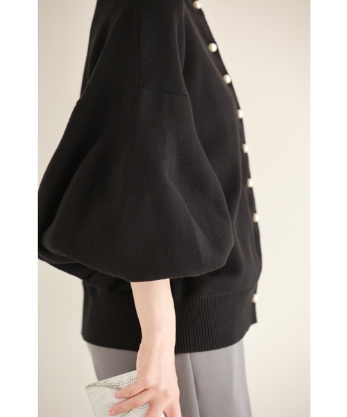 cawaii（カワイイ）の「（黒）ふっくらバルーン袖の厚手ニットカーディガン（カーディガン/ボレロ・レディース・ブラック・FREE）」の10枚目の写真