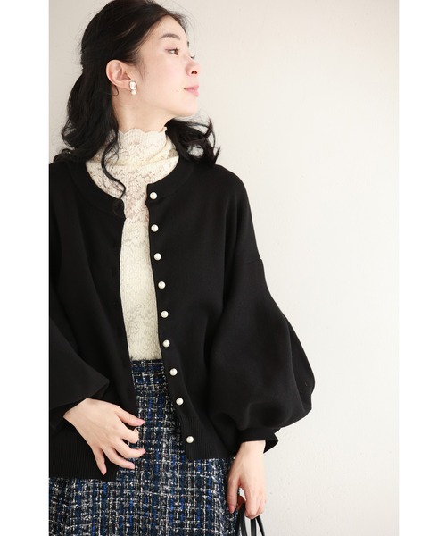 cawaii（カワイイ）の「（黒）ふっくらバルーン袖の厚手ニットカーディガン（カーディガン/ボレロ・レディース・ブラック・FREE）」の12枚目の写真