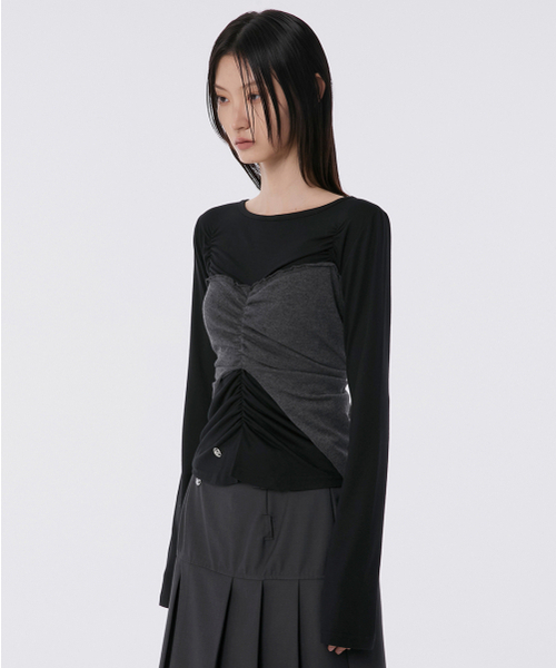 FLAREUP（フレアアップ）の「Bustier Layered Long Sleeve (FL-152_Black)（Tシャツ/カットソー・レディース・ブラック・OS）」の11枚目の写真