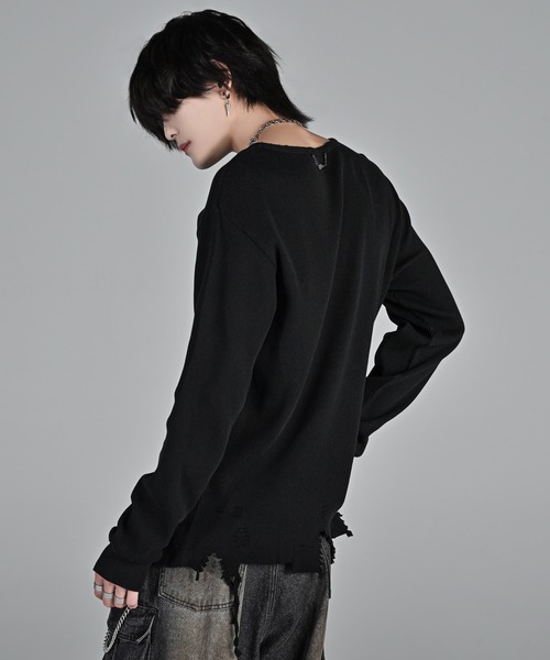ADRER（アドラー）の「waffle damage long-T / ワッフルダメージロンT（Tシャツ/カットソー・メンズ・オフホワイト/グレー/ブラック・XS/S/M/L）」の10枚目の写真