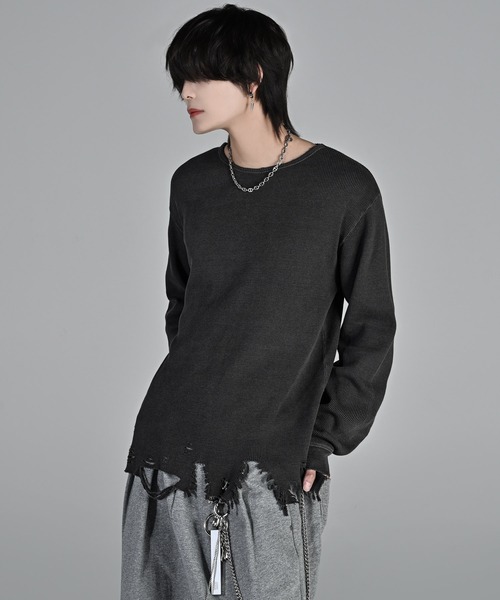 ADRER（アドラー）の「waffle damage long-T / ワッフルダメージロンT