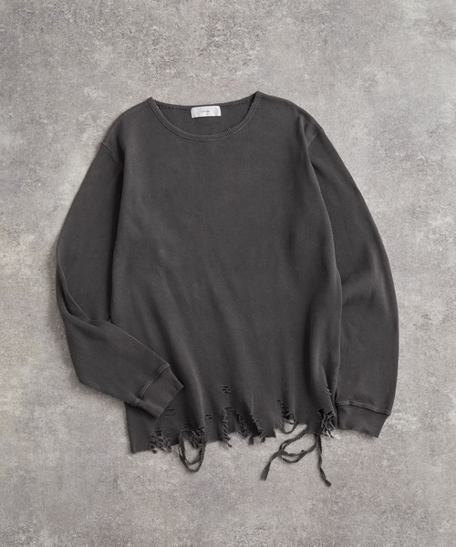 ADRER（アドラー）の「waffle damage long-T / ワッフルダメージロンT（Tシャツ/カットソー・メンズ・オフホワイト/グレー/ブラック・XS/S/M/L）」の17枚目の写真