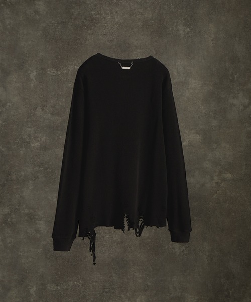 waffle damage long-T / ワッフルダメージロンT（Tシャツ/カットソー