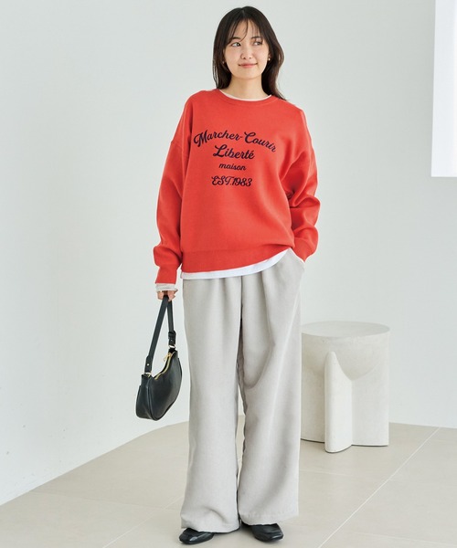 セール】【洗える】チェーンステッチロゴニットプルオーバー（ニット