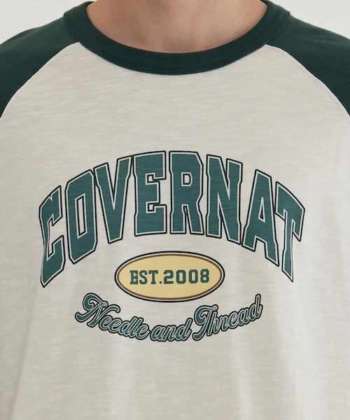 COVERNAT（カバーナット）の「[SOOBIN着用] RAGLAN ARCH LOGO LONG SLEEVE（Tシャツ/カットソー・メンズ・グリーン/ネイビー・X-LARGE/LARGE/MEDIUM/SMALL）」の7枚目の写真