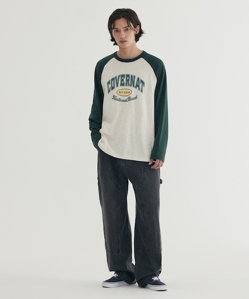 COVERNAT（カバーナット）の「[SOOBIN着用] RAGLAN ARCH LOGO LONG SLEEVE（Tシャツ/カットソー・メンズ・グリーン/ネイビー・X-LARGE/LARGE/MEDIUM/SMALL）」の3枚目の写真