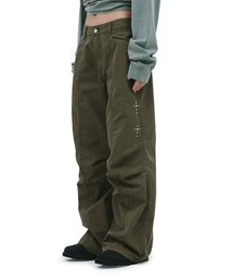 【DEFGARMENTS】STUD PARACHUTE PANTS