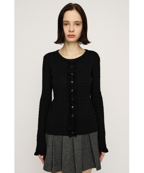 SLY(スライ)の「FRONT FRILL KNIT TOPS フロントフリル ニット トップス 秋服 冬服(ニット/セーター・レディース・オレンジ/ブラック/杢グレー・FREE)」の6枚目の写真