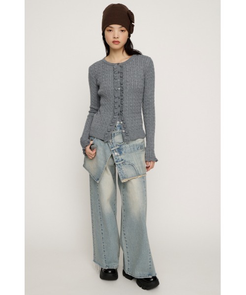 SLY(スライ)の「FRONT FRILL KNIT TOPS フロントフリル ニット トップス 秋服 冬服(ニット/セーター・レディース・オレンジ/ブラック/杢グレー・FREE)」の8枚目の写真