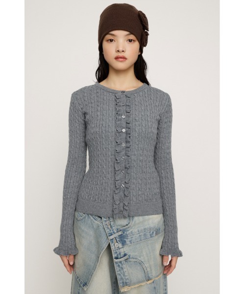 SLY(スライ)の「FRONT FRILL KNIT TOPS フロントフリル ニット トップス 秋服 冬服(ニット/セーター・レディース・オレンジ/ブラック/杢グレー・FREE)」の9枚目の写真