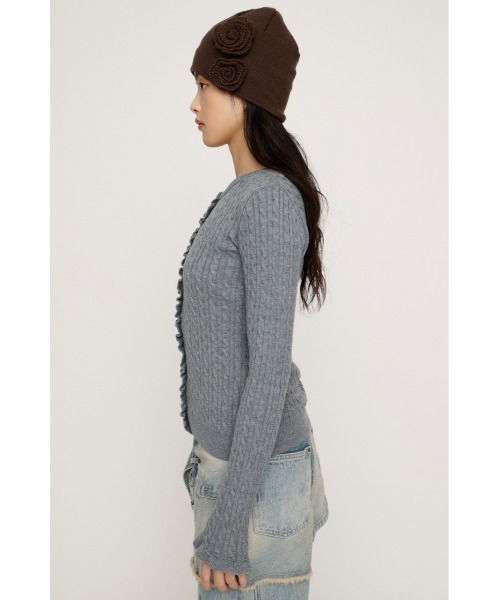 SLY(スライ)の「FRONT FRILL KNIT TOPS フロントフリル ニット トップス 秋服 冬服(ニット/セーター・レディース・オレンジ/ブラック/杢グレー・FREE)」の10枚目の写真