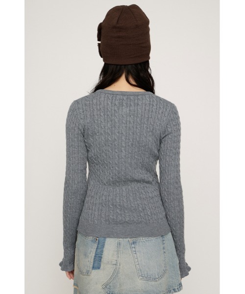 SLY(スライ)の「FRONT FRILL KNIT TOPS フロントフリル ニット トップス 秋服 冬服(ニット/セーター・レディース・オレンジ/ブラック/杢グレー・FREE)」の11枚目の写真