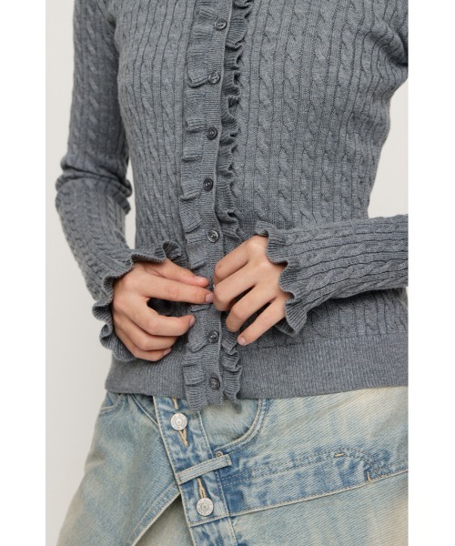 SLY(スライ)の「FRONT FRILL KNIT TOPS フロントフリル ニット トップス 秋服 冬服(ニット/セーター・レディース・オレンジ/ブラック/杢グレー・FREE)」の12枚目の写真