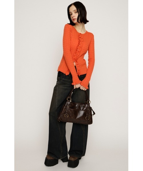 SLY(スライ)の「FRONT FRILL KNIT TOPS フロントフリル ニット トップス 秋服 冬服(ニット/セーター・レディース・オレンジ/ブラック/杢グレー・FREE)」の14枚目の写真