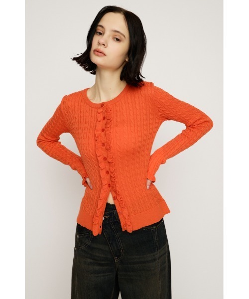 SLY(スライ)の「FRONT FRILL KNIT TOPS フロントフリル ニット トップス 秋服 冬服(ニット/セーター・レディース・オレンジ/ブラック/杢グレー・FREE)」の13枚目の写真